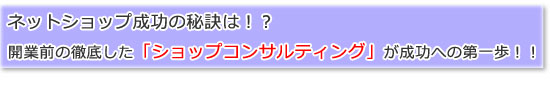 ネットショップ成功の秘訣は！？ 開業前の徹底した「ショップコンサルティング」が成功への第一歩！！